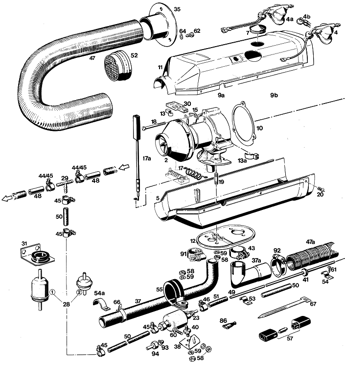 Sprängskiss Eberspächer D1L Universal 12 V – luftvärmare (utgången) – ritning 1