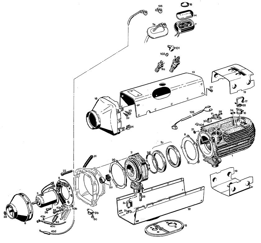 Sprängskiss Eberspächer D3L Universal 24 V – luftvärmare (utgången) – ritning 3