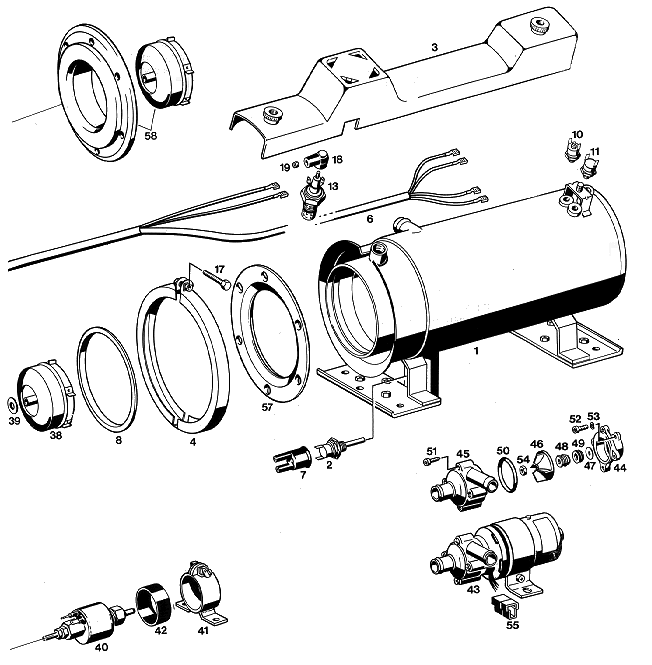 Sprängskiss Eberspächer D12W – vattenvärmare (utgången) – ritning 2
