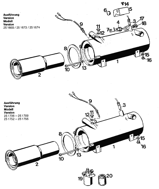 Sprängskiss Eberspächer D30W Kompakt 24 V – vattenvärmare (utgången) – ritning 2
