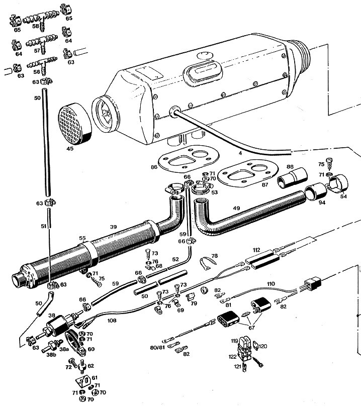 Sprängskiss Eberspächer D3L (New Type) 12V – luftvärmare (utgången) – ritning 1