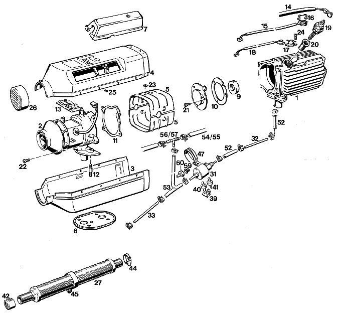 Sprängskiss Eberspächer D3L C Universal 12 V with settling feature – luftvärmare (utgången) – ritning 1