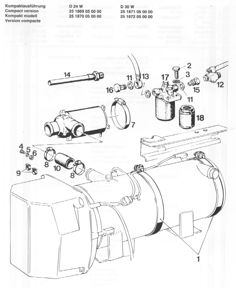 Sprängskiss Eberspächer D24W 24V Body Only – vattenvärmare (utgången) – ritning 4